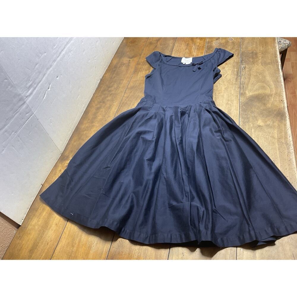Kate Spade New York Women A-Line Fit-Flare Dark Blue Short Sleeve Dress Size 4